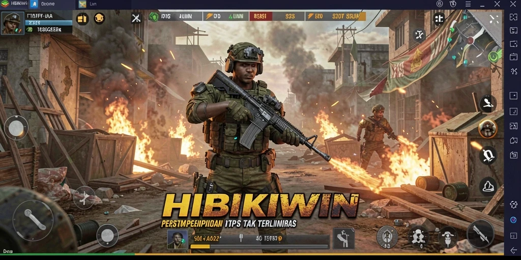 Tangkapan layar HIBIKIWIN menunjukkan aksi pertempuran yang intens dan mendebarkan.