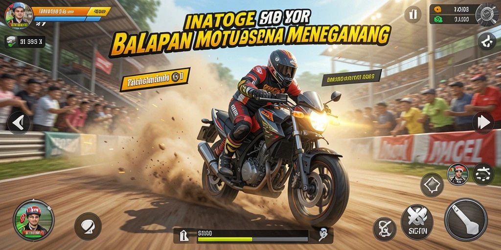 Tampilan gameplay INATOGEL yang menarik dengan aksi balapan motor.