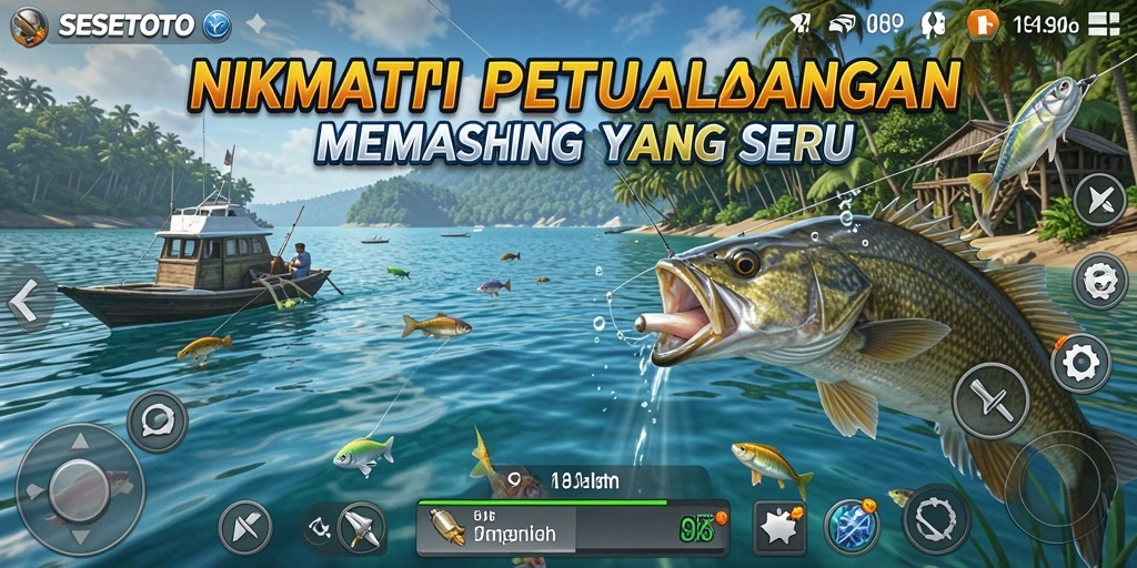 Screenshot gameplay SESETOTO menampilkan momen memancing yang seru dan realistis.