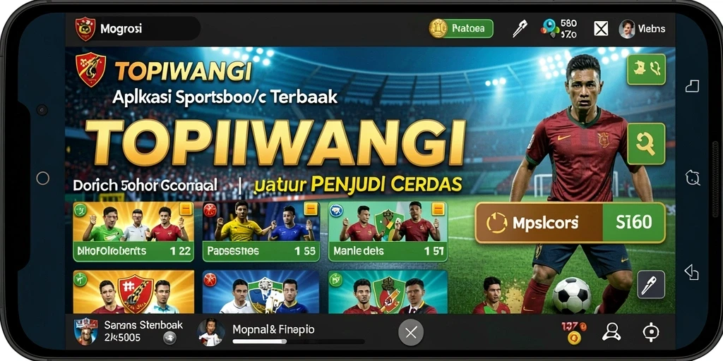 Screenshot utama <strong>TOPIWANGI</strong> menampilkan antarmuka Sportsbook yang menarik.
