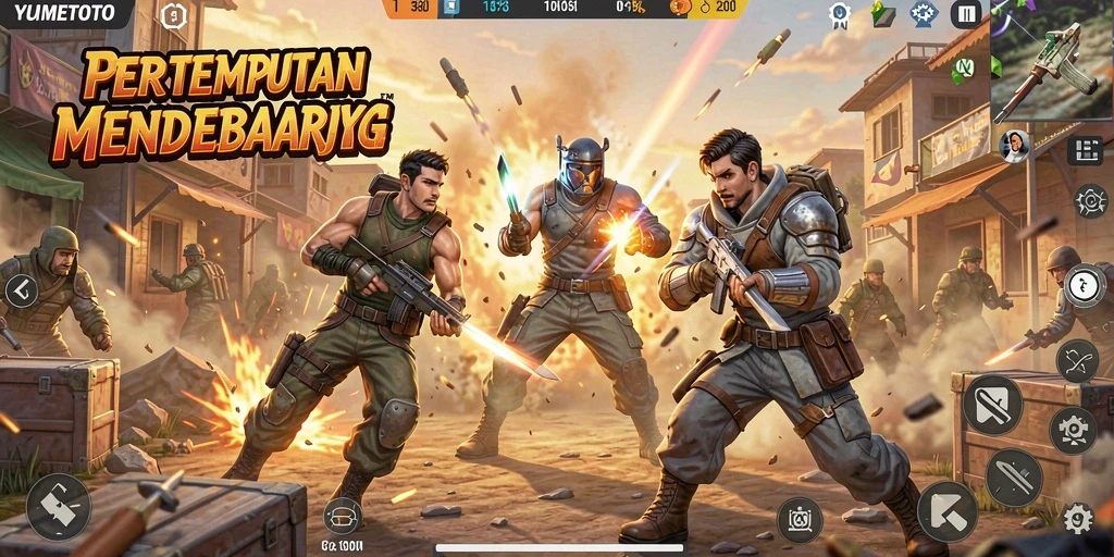 Tampilan gameplay intens saat pertempuran di YUMETOTO.